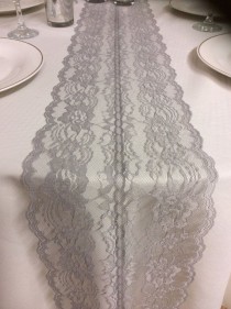 wedding photo - GREY WEDDINGS/ Lace Table Runner, 3ft-10ft Long X 8in Wide/ Lace Overlay/Wedding Decor/Tabletop Decor/ Weddings//wedding Centerpiece