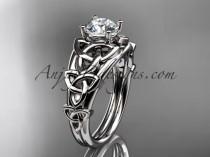 wedding photo -  platinum celtic trinity knot engagement ring , wedding ring CT765