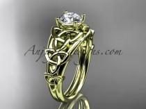 wedding photo -  14kt yellow gold celtic trinity knot engagement ring , wedding ring CT765
