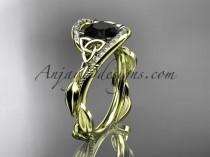 wedding photo -  14kt yellow gold celtic trinity knot engagement ring , wedding ring with Black Diamond center stone CT764