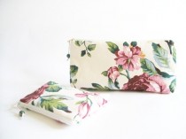 wedding photo - Wedding Clutches, Gift for Bride, Flower Blossom Clutch, Bohemian Wedding Gift, Cosmetic Pouch and Coin Purse Set, Travel Cosmetic Bags