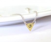 wedding photo -  Triangle Initial Personalized Necklace, Geometric Hand Stamped, Initial Charm, Monogram Necklace, Bow tie Charm Necklace, Initial Pendant