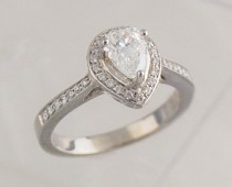 wedding photo - Pear Shaped Engagement Ring- 18k White Gold with 0.55 Ct. Center Diamond