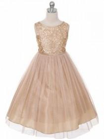 wedding photo - Champagne Tulle Dress With Floral Details