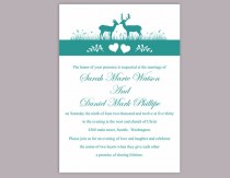 wedding photo -  DIY Wedding Invitation Template Editable Word File Instant Download Printable Reindeer Invitation Blue Wedding Invitation Teal Invitation