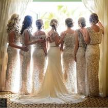 wedding photo - Sparkle Bridesmaid Dress, Long Brid