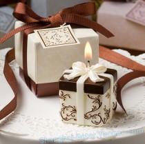 wedding photo - Brown and Ivory Box Candle Favor BETER-LZ000© Beter Gifts
