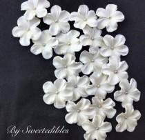 wedding photo - White Gum Paste Flowers Edible Cake Decorations 25 piece SILVER