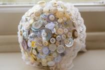 wedding photo - Button bouquet white, cream and pearl