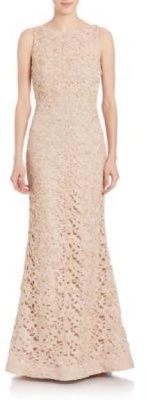 wedding photo - Alice and Olivia Kacie Embroidered Open Back Gown