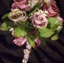 wedding photo - Gray, Cranberry, Violet Rose Bud Wedding Bridal Bouquet
