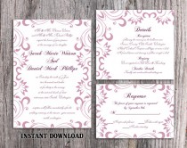 wedding photo -  DIY Wedding Invitation Template Set Editable Word File Download Printable Purple Invitation Lavender Wedding Invitation Elegant Invitation
