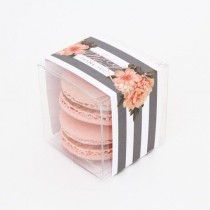 wedding photo - Peach Flowers And Stripes Favor Box