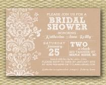 wedding photo - Bridal Shower Invitation Rustic Kraft Damask Lace Shabby Chic Rustic Bridal Shower Bridal Brunch Birthday Invitation, Any Event