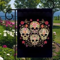 wedding photo - Sugar Skulls Day Of The Dead New Small Garden Yard Flag, Cool Gothic Flare