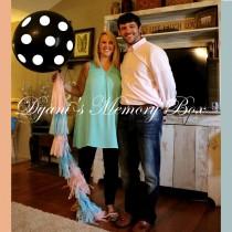 wedding photo - Polka Dots Baby Gender Reveal Balloon with Tassel Tail / Black  36" Biodegradable Gender Reveal Balloon / Confetti Balloon