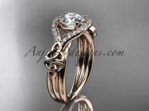 wedding photo -  14kt rose gold celtic trinity knot engagement ring ,diamond wedding ring CT785