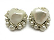 wedding photo -  Art Deco Pearl Earrings - Louis Rousselet, France, Faux Pearl Beads, French Couture Designer Costume Jewelry
