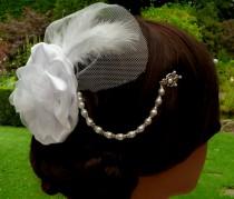 wedding photo - Noble Wedding hair headdress in white with flower and veil