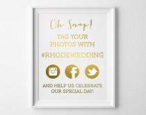 wedding photo - Wedding Hashtag Signs / Hashtag Wedding Print  / Wedding Hashtag in REAL FOIL / Custom Wedding Hashtags / Wedding Hashtag Print  / Tag Photo