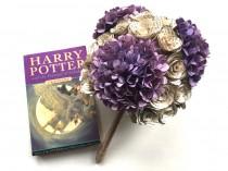 wedding photo - Customized medium wedding book page bridal bouquet in YOUR colours & book, Harry Potter, Twilight, Hunger Games, etc - paper wedding bouquet