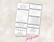 wedding photo - TEMPLATE Wedding Program Double Sided Printable timeline word search games Instant Download (grey)