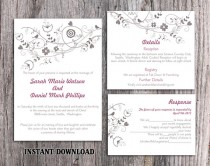 wedding photo -  DIY Wedding Invitation Template Set Editable Word File Instant Download Printable Invitation Floral Wedding Invitation Bird Invitation