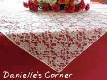 wedding photo - Wedding lace tablecloth ivory lace table topper  wedding table decoration