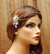 wedding photo -  Bridal Headpiece, Hair Chain Accessory, Wedding Hair Jewelry, Gold Boho Headpiece, Head Chain Wedding Headband, Bridal Hair Accessories