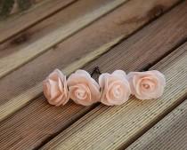wedding photo - Peach rose  flower hair clip, wedding hair clip, bridal hair clip, Pink flowers Wedding clip, wedding hair accessories, Bridesmaid Hair