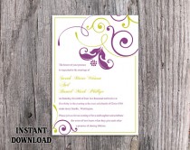 wedding photo -  DIY Wedding Invitation Template Editable Word File Instant Download Printable Purple Invitation Green Invitation Elegant Floral Invitation