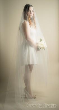 wedding photo - Long Blusher Sheer Drop Extra Wide Wedding Veil (Cathedral Veil, Illusion Veil, Drape Veil, Long Veil, Waltz, Chapel, Kim Kardashian veil)