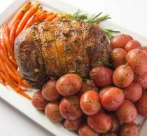 wedding photo - Boneless Roast Leg of Lamb Recipe with Garlic and Rosemary, Candied Carrots and Herbed Potatoes