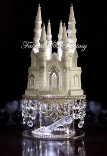 wedding photo - Cinderella Castle Cake Topper Wedding Fairytale with Swarovski Crystals and Rhinestones LIGHTED