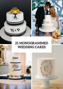 wedding photo - 21 Unique Monogrammed Wedding Cakes - Weddingomania