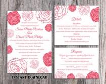 wedding photo -  DIY Wedding Invitation Template Set Editable Word File Instant Download Printable Flower Invitation Rose Wedding Invitation Pink Invitations