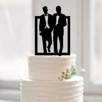 wedding photo - Same sex cake topper,gay cake topper for wedding,wedding cake topper silhouette,modern wedding cake topper ,unique cake topper for men gift