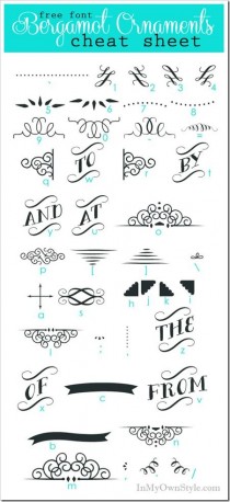 wedding photo - Font Cheat Sheets: Bergamot Ornaments Character Map