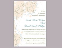 wedding photo -  DIY Wedding Invitation Template Editable Word File Instant Download Printable Peach Invitation Leaf Wedding Invitation Blue Invitations