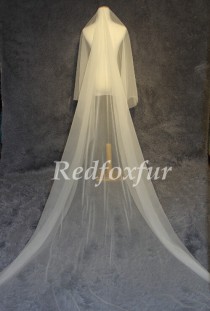wedding photo - Simple Cathedral Veil White or ivory Bridal Veil 1T 3m long Veil Wedding dress veil Wedding  Cutting edge veilAccessories No comb