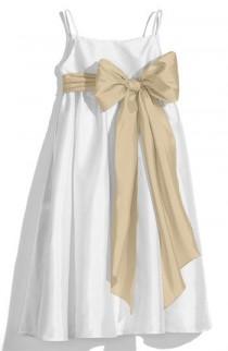 wedding photo - Girl's Us Angels White Sleeveless Empire Waist Taffeta Dress