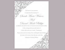 wedding photo -  DIY Wedding Invitation Template Editable Word File Instant Download Printable Gray Invitation Silver Invitation Elegant Invitation