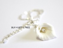 wedding photo -  White Calla Lilies - Calla Lilies Jewelry - Gifts - White Calla Lilies Bridesmaid, Necklace, Bridesmaid Jewelry