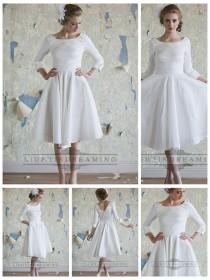 wedding photo -  Classic Vintage A-line 3/4 Length Sleeves Tea Length Wedding Dresses