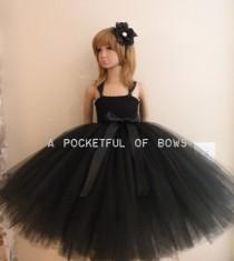 wedding photo - Black Flower Girl Tutu Dress, Toddler Formal Dresses, Long Tulle Tutu Dress