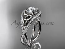 wedding photo -  14kt white gold celtic trinity knot engagement ring ,diamond wedding ring CT788