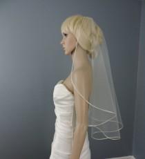 wedding photo - Sweetness -Single Tier Satin Rattail Edge Wedding Veil Cascade 33" Waist Length, Bridal Veil
