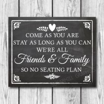 wedding photo - Chalkboard Wedding Sign, Printable Wedding Sign, Chalkboard Wedding No Seating Plan Sign, Wedding Decor, Wedding Signage, Instant Download