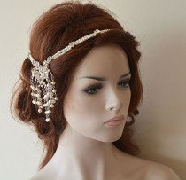 wedding photo -  Wedding Head Chain, Pearl Hair Jewelry, Bridal Hair Accessories, Bohemian Wedding Headpiece, Wedding Hair Accessories