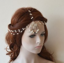 wedding photo -  Wedding chain Headband, Pearl Headband, Wedding Hair Accessories, Bridal Hair Accessories, Pearl Headband, Hair Accessories